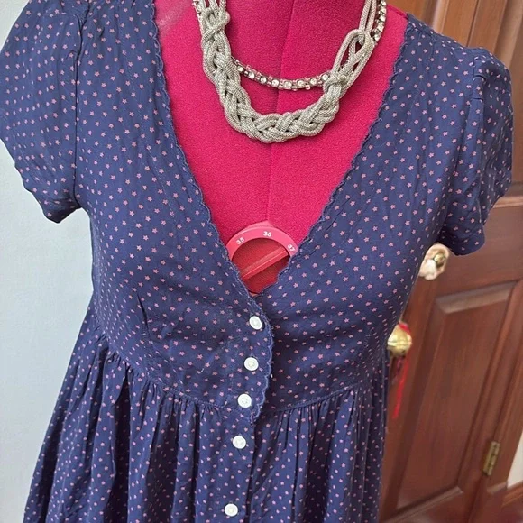 Denim & supply Ralph Lauren dress button-down V-neck mini dress navy /red stars - Picture 3 of 10